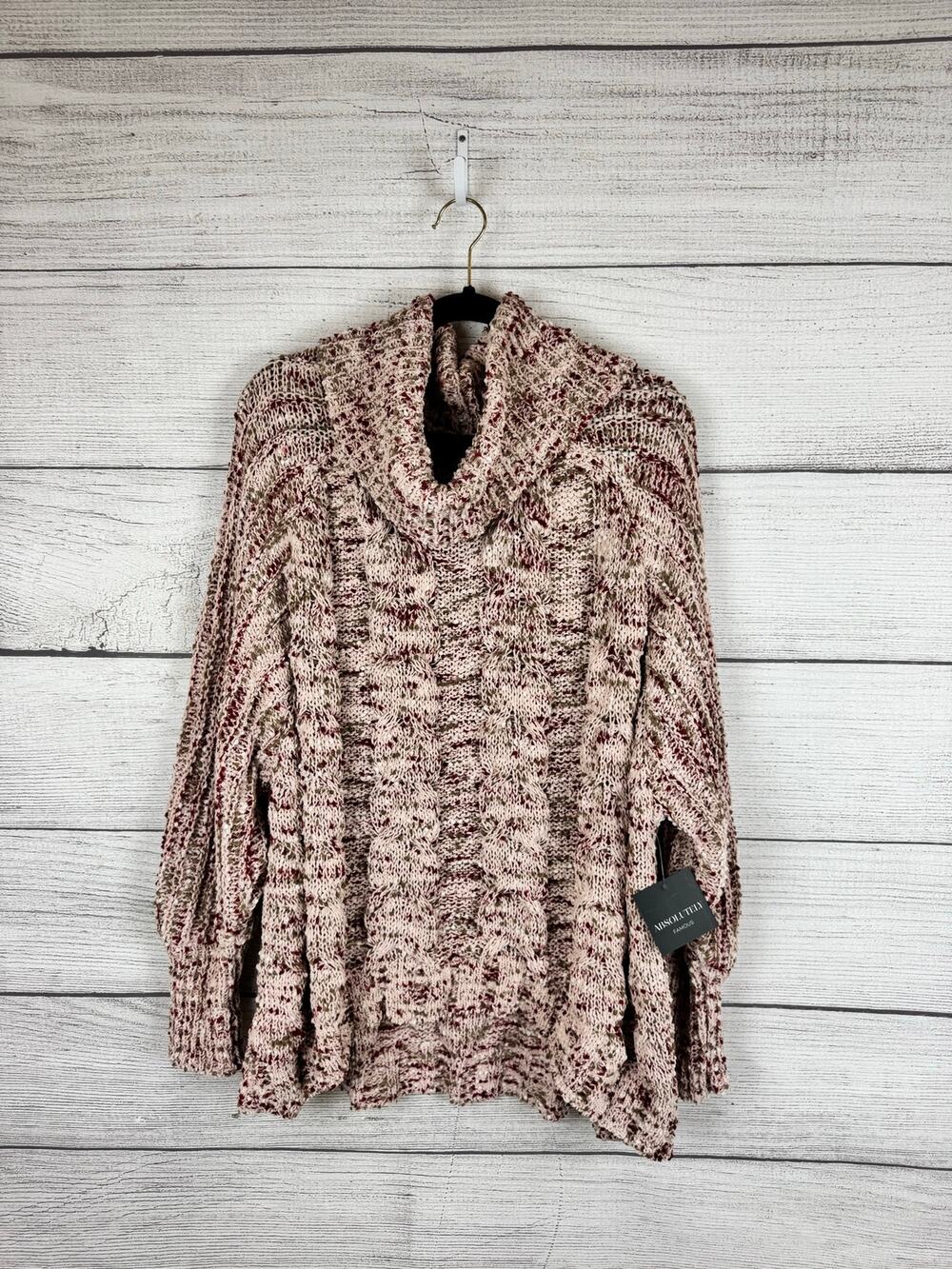 Absolutely Famous Plus Size Pink Chunky Knit Cowl High Neck Sweater Size 3X